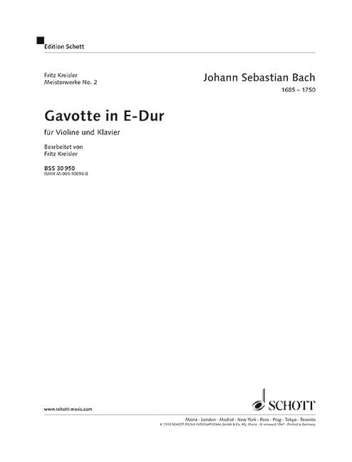 Gavotte in E Major BWV 1006 巴赫約翰‧瑟巴斯提安 加沃特 大調 小提琴加鋼琴 朔特版 | 小雅音樂 Hsiaoya Music