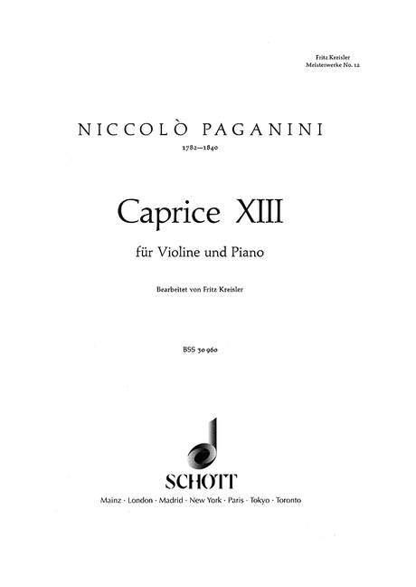 Caprice No. 13 Bb Major 帕格尼尼 隨想曲 大調 小提琴加鋼琴 朔特版 | 小雅音樂 Hsiaoya Music