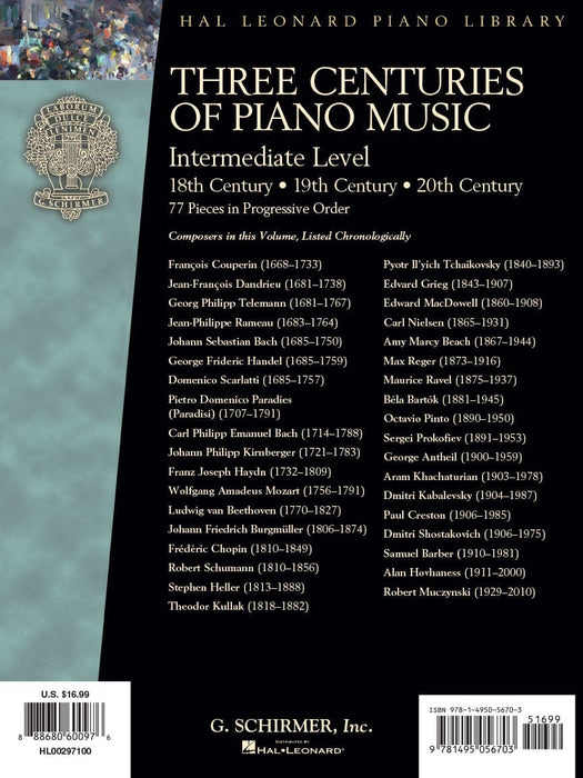 Three Centuries of Piano Music: 18th, 19th & 20th Centuries Intermediate Level Schirmer Performance Editions 鋼琴 | 小雅音樂 Hsiaoya Music