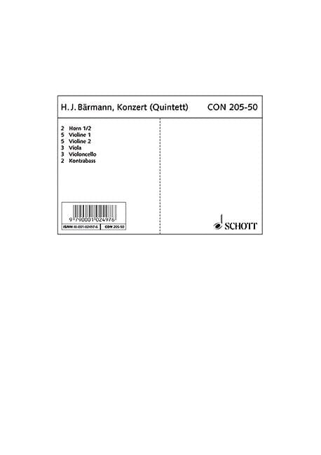 Concerto (Quintett) Eb major op. 23 協奏曲五重奏 大調 豎笛加管弦樂團 朔特版 | 小雅音樂 Hsiaoya Music