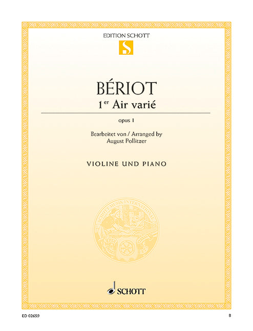 Air varié D minor op. 1 貝里歐．奧古斯特 小調 小提琴加鋼琴 朔特版 | 小雅音樂 Hsiaoya Music