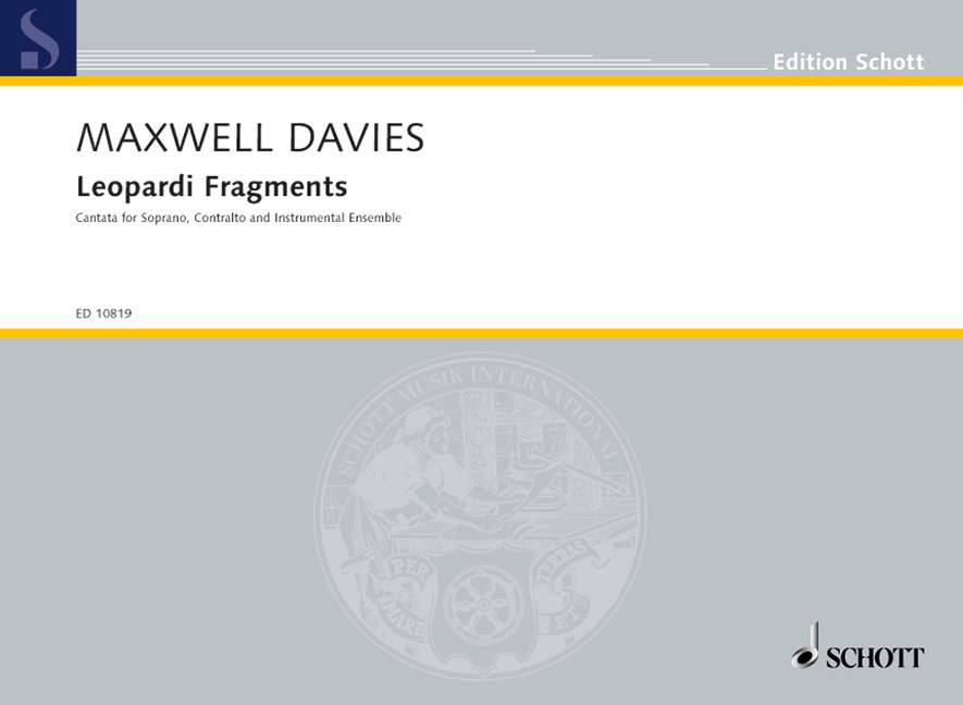 Leopardi Fragments op. 18 Cantate 馬克斯威爾．戴維斯 總譜 朔特版 | 小雅音樂 Hsiaoya Music