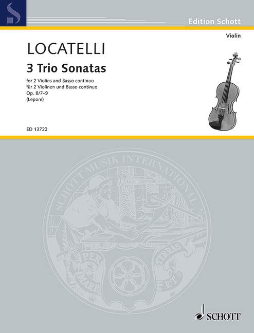 3 Trio Sonatas op. 8/7-9 Vol. 2 for 2 Violins and Basso continuo 洛卡泰利 三重奏奏鳴曲 小提琴 雙小提琴加鋼琴 朔特版 | 小雅音樂 Hsiaoya Music