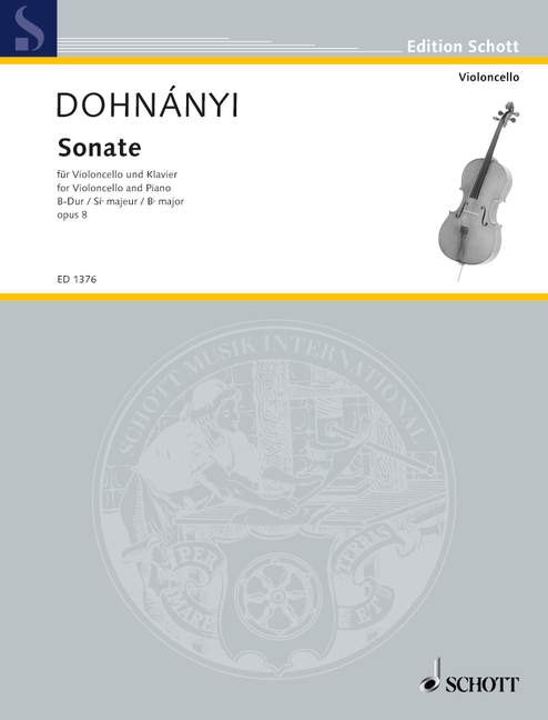 Sonata B flat major op. 8 多赫南伊·埃爾諾 奏鳴曲 大調 大提琴加鋼琴 朔特版 | 小雅音樂 Hsiaoya Music