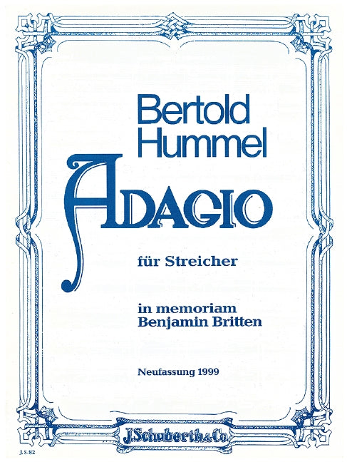 Adagio for Strings op. 62a in memoriam Benjamin Britten 胡麥爾˙貝托爾德 弦樂三重奏 慢板弦樂器 朔特版 | 小雅音樂 Hsiaoya Music