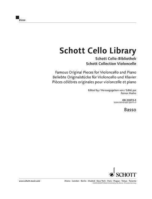 Schott Cello Library Famous Original Pieces for Violoncello and Piano 大提琴 小品大提琴鋼琴 大提琴加鋼琴 朔特版 | 小雅音樂 Hsiaoya Music