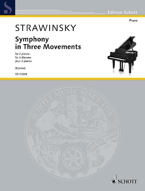 Symphony in Three Movements arranged for 2 pianos by Richard Rijnvos (2017) 斯特拉溫斯基．伊果 交響曲 三樂章改編 鋼琴 雙鋼琴 朔特版 | 小雅音樂 Hsiaoya Music