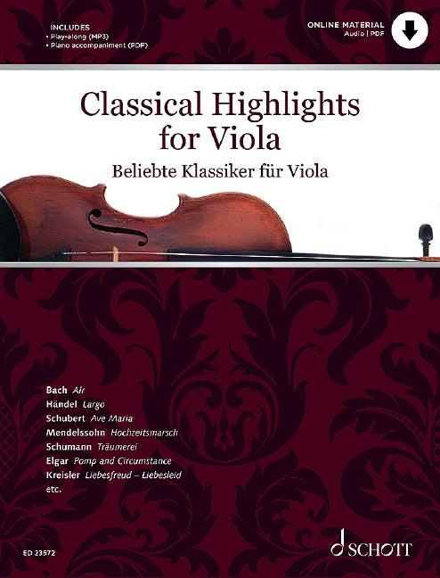 Classical Highlights for Viola arranged for Viola and Piano 中提琴含鋼琴伴奏 古典 朔特版 | 小雅音樂 Hsiaoya Music