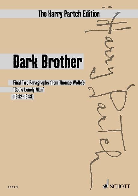 Dark Brother Final Two Pragraphs from Thomas Wolfe’s “God’s Lonely Man” 帕奇 總譜 朔特版 | 小雅音樂 Hsiaoya Music