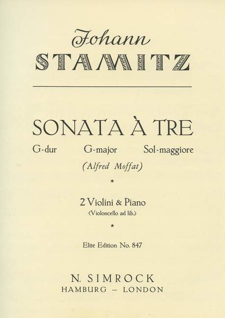 Trio Sonata in G Major 史塔米茲．約翰 三重奏鳴曲 大調 雙小提琴加鋼琴 | 小雅音樂 Hsiaoya Music