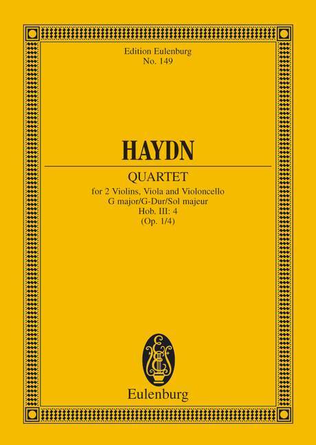 String Quartet G major op. 1/4 Hob. III: 4 海頓 弦樂四重奏大調 總譜 歐伊倫堡版 | 小雅音樂 Hsiaoya Music