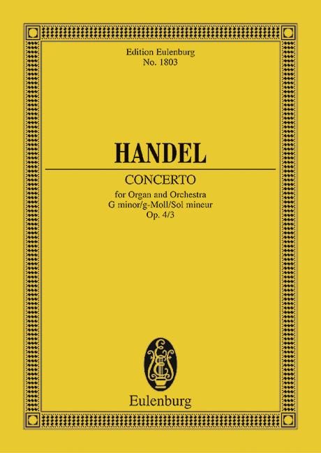 Organ Concerto No. 3 G minor op. 4/3 HWV 291 韓德爾 管風琴協奏曲 小調 總譜 歐伊倫堡版 | 小雅音樂 Hsiaoya Music