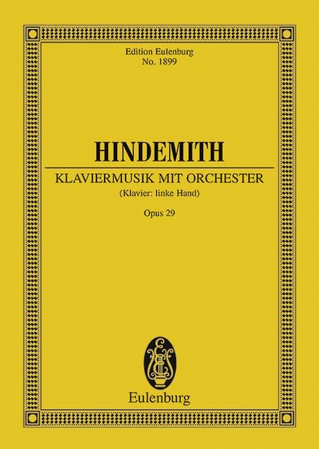 Klaviermusik mit Orchester op. 29 (Piano: Left Hand) and Orchestra 辛德密特 管弦樂團 總譜 歐伊倫堡版 | 小雅音樂 Hsiaoya Music