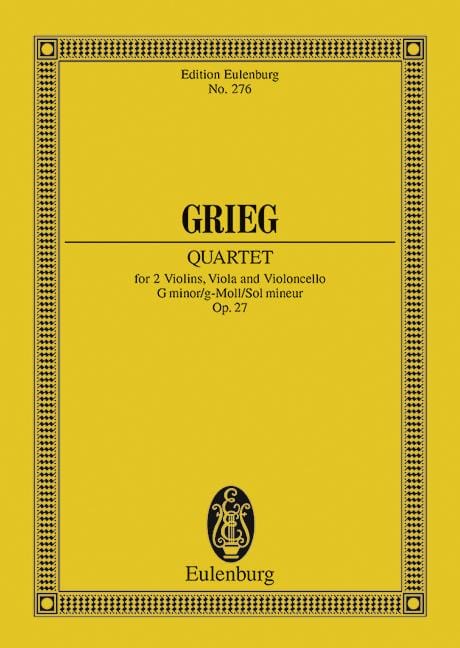 String Quartet G minor op. 27 葛利格 弦樂四重奏小調 總譜 歐伊倫堡版 | 小雅音樂 Hsiaoya Music