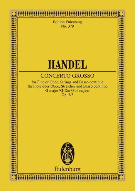 Concerto grosso G major op. 3/3 HWV 314 Oboe Concerto 韓德爾 大協奏曲大調 雙簧管協奏曲 總譜 歐伊倫堡版 | 小雅音樂 Hsiaoya Music