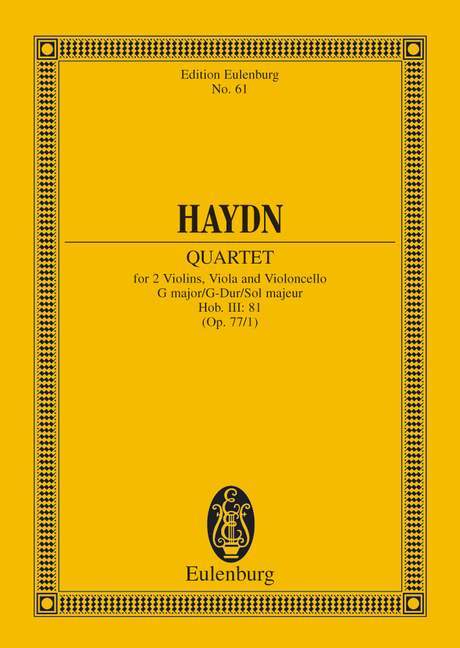 String Quartet G major, Komplimentier op. 77/1 Hob. III: 81 海頓 弦樂四重奏大調 總譜 歐伊倫堡版 | 小雅音樂 Hsiaoya Music