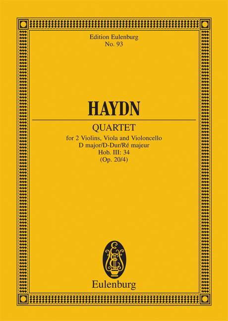 String Quartet D major op. 20/4 Hob. III: 34 Sun Quartets No. 4 海頓 弦樂四重奏大調 四重奏 總譜 歐伊倫堡版 | 小雅音樂 Hsiaoya Music