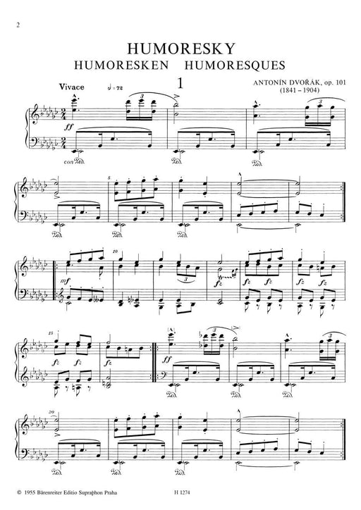 Humoresques op. 101 德弗札克 騎熊士版 | 小雅音樂 Hsiaoya Music