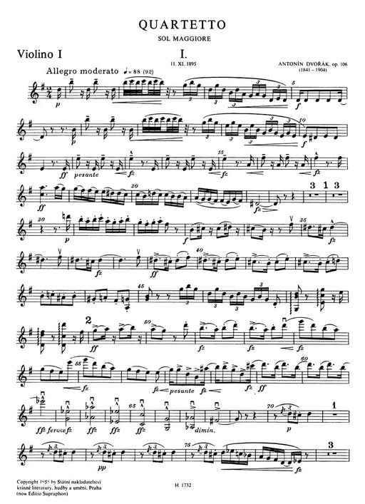 String Quartet Nr. 13 G-Dur op. 106 德弗札克 弦樂四重奏 騎熊士版 | 小雅音樂 Hsiaoya Music