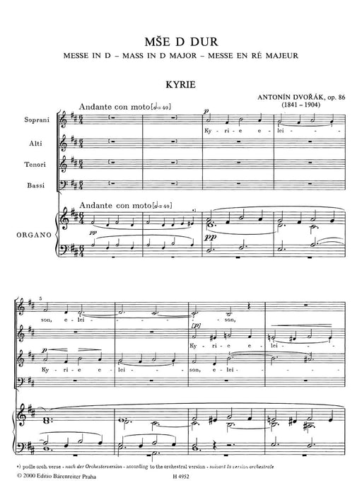 Messe D-Dur op. 86 -Orgelversion- Version for Organ 德弗札克 管風琴 騎熊士版 | 小雅音樂 Hsiaoya Music