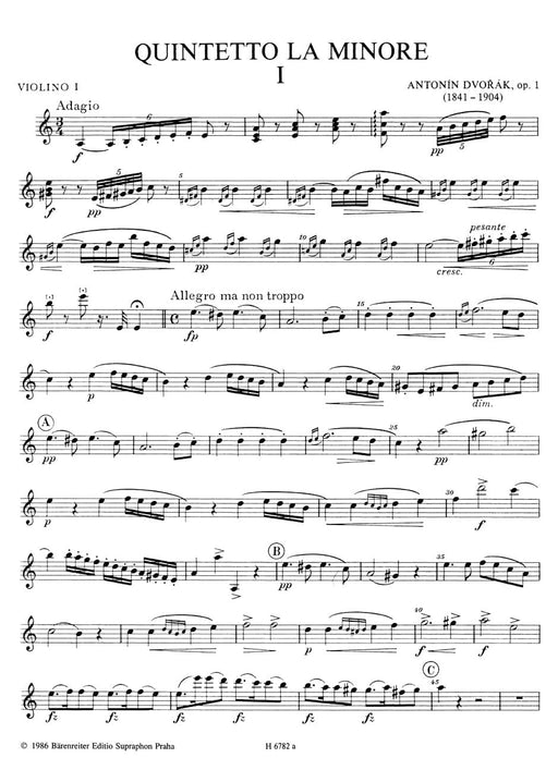 Streichquintett a-Moll op. 1 德弗札克 五重奏 騎熊士版 | 小雅音樂 Hsiaoya Music