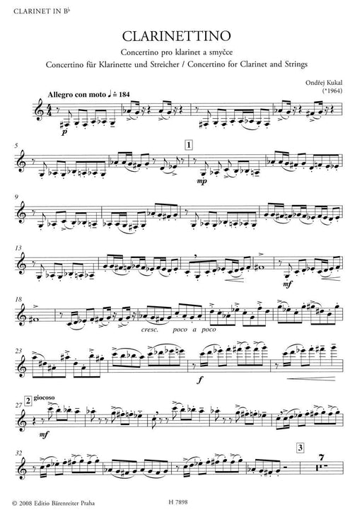 Clarinettino -Concertino für Klarinette und Streicher- Concertino 豎笛 音樂會 騎熊士版 | 小雅音樂 Hsiaoya Music