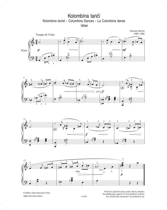 Puppets / Loutky I-III -short pieces for piano- Short Pieces 馬悌努 小品 鋼琴 騎熊士版 | 小雅音樂 Hsiaoya Music