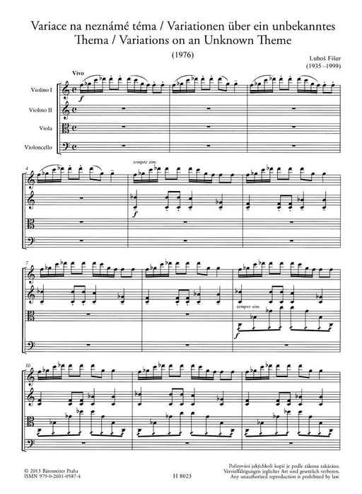Variations on an Unknown Theme for String Quartet 詠唱調 主題 弦樂四重奏 騎熊士版 | 小雅音樂 Hsiaoya Music