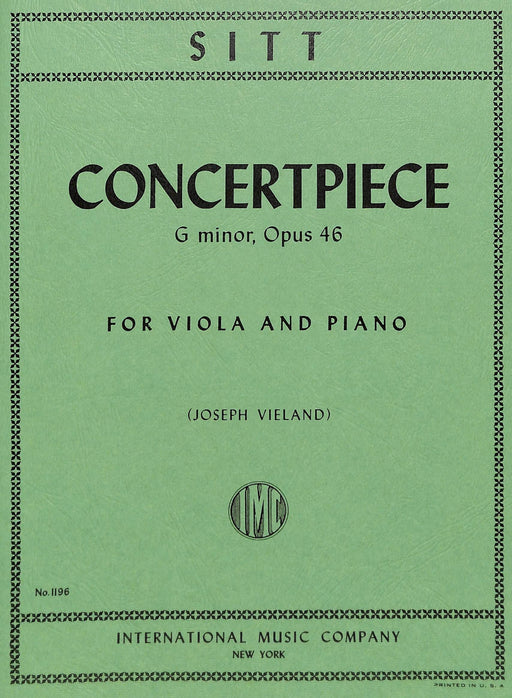 Concertpiece in G minor, Opus 46 西特漢斯 音樂會小品 小調作品 中提琴 (含鋼琴伴奏) 國際版 | 小雅音樂 Hsiaoya Music