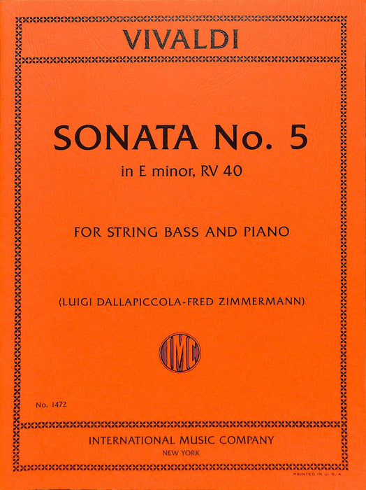 Sonata No. 5 in E minor, RV 40 韋瓦第 奏鳴曲 小調 低音大提琴 (含鋼琴伴奏) 國際版 | 小雅音樂 Hsiaoya Music