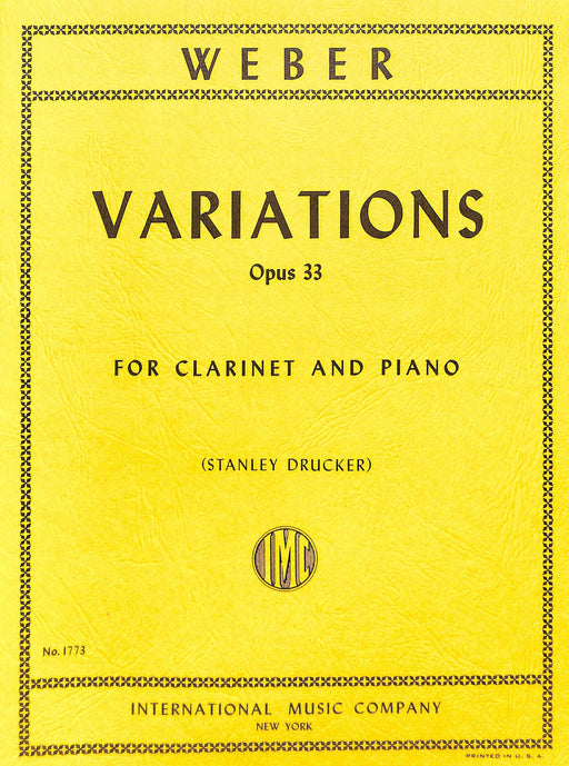 Variations in B-flat Major, Opus 33 韋伯卡爾 變奏曲 大調作品 豎笛 (含鋼琴伴奏) 國際版 | 小雅音樂 Hsiaoya Music
