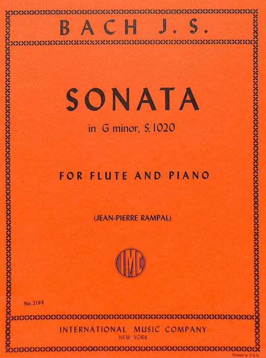 Sonata in G minor, S. 1020 巴赫約翰瑟巴斯提安 奏鳴曲 小調 長笛 (含鋼琴伴奏) 國際版 | 小雅音樂 Hsiaoya Music