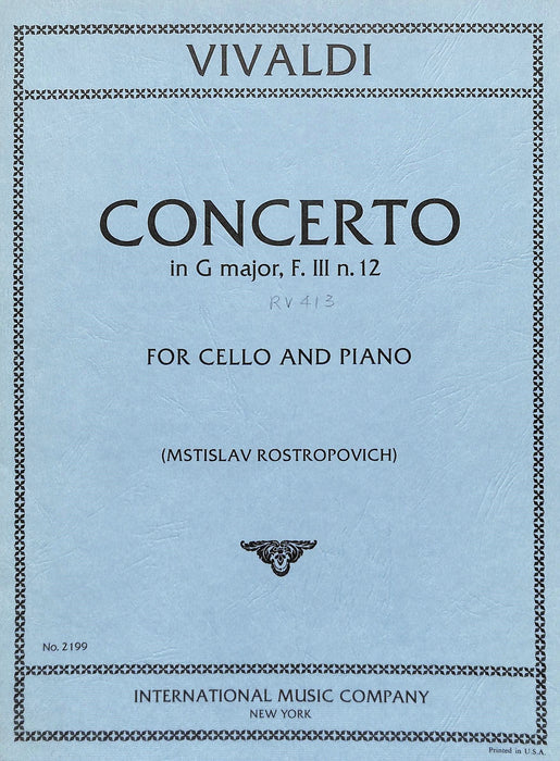 Concerto in G Major, RV 413 韋瓦第 協奏曲 大調 大提琴 (含鋼琴伴奏) 國際版 | 小雅音樂 Hsiaoya Music