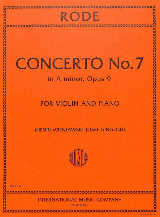Concerto No. 7 in A minor, Op. 9 (with cadenzas by WIENIAWSKI) 協奏曲 小調 裝飾樂段 小提琴 (含鋼琴伴奏) 國際版 | 小雅音樂 Hsiaoya Music