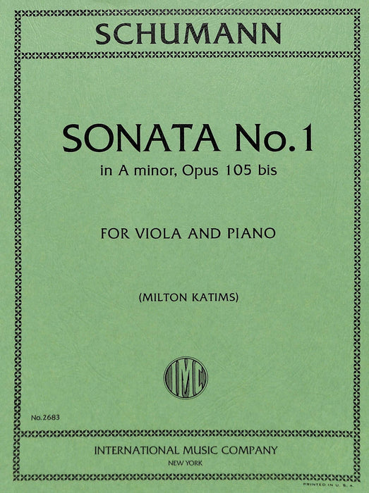 Sonata No. 1 in A minor, Opus 105 bis 舒曼羅伯特 奏鳴曲 小調作品 中提琴 (含鋼琴伴奏) 國際版 | 小雅音樂 Hsiaoya Music