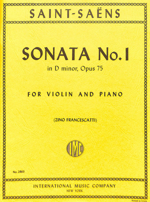 Sonata No. 1 in D minor, Opus 75 聖桑斯 奏鳴曲 小調作品 小提琴 (含鋼琴伴奏) 國際版 | 小雅音樂 Hsiaoya Music