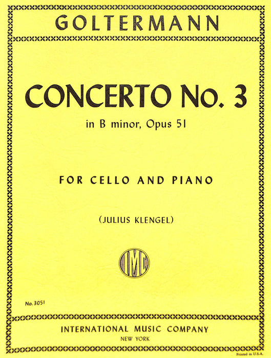 Concerto No. 3 in B minor, Opus 51 協奏曲 小調作品 大提琴 (含鋼琴伴奏) 國際版 | 小雅音樂 Hsiaoya Music