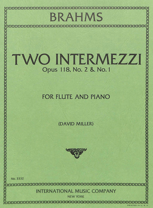 Two Intermezzi (from Opus 118, Nos. 2 & 1) 布拉姆斯 間奏曲作品 長笛 (含鋼琴伴奏) 國際版 | 小雅音樂 Hsiaoya Music