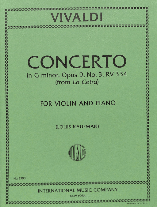 Concerto in G minor, RV 334 (Opus 9, No. 3) 韋瓦第 協奏曲 小調 作品 小提琴 (含鋼琴伴奏) 國際版 | 小雅音樂 Hsiaoya Music
