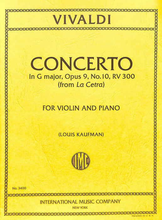 Concerto in G Major, RV 300 (Opus 9, No. 10) 韋瓦第 協奏曲 大調 作品 小提琴 (含鋼琴伴奏) 國際版 | 小雅音樂 Hsiaoya Music