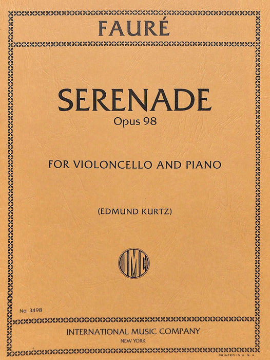 Serenade, Opus 98 佛瑞 小夜曲作品 大提琴 (含鋼琴伴奏) 國際版 | 小雅音樂 Hsiaoya Music