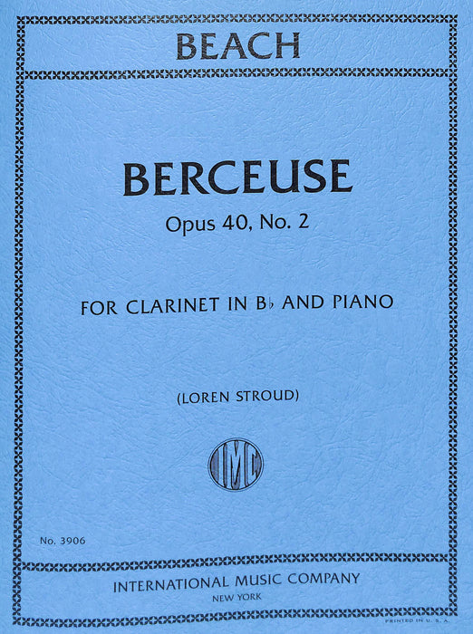 Berceuse, Opus 40, No. 2, for Clarinet and Piano