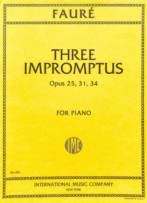 Three Impromptus, Opus 25, 31, 34 佛瑞 即興曲作品 鋼琴獨奏 國際版 | 小雅音樂 Hsiaoya Music