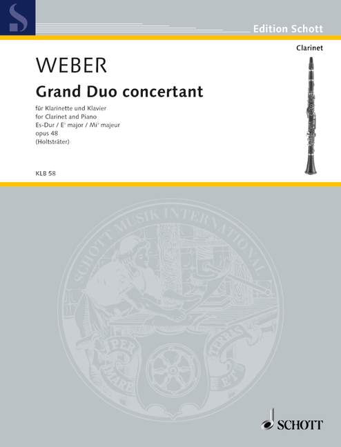 Grand Duo concertant Eb major op. 48 JV 204, WeV P.12 Original Version based on the Weber Complete Edition 韋伯．卡爾 二重奏 大調 豎笛 1把以上加鋼琴 朔特版 | 小雅音樂 Hsiaoya Music