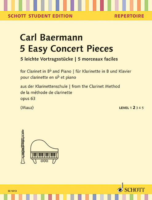 5 Easy Concert Pieces op. 63 aus der Klarinettenschule op. 63 音樂會小品 豎笛 1把以上加鋼琴 朔特版 | 小雅音樂 Hsiaoya Music