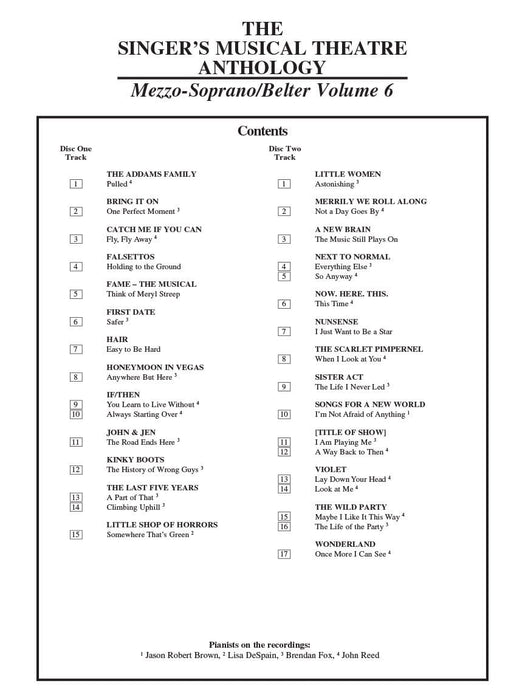The Singer's Musical Theatre Anthology - Volume 6 Mezzo-Soprano/Belter Accompaniment CDs 次女高音 伴奏 | 小雅音樂 Hsiaoya Music