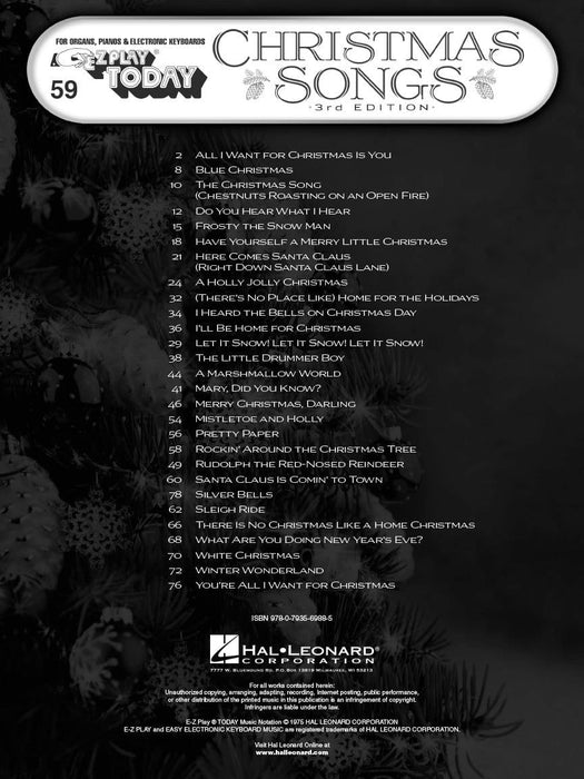 Christmas Songs - 3rd Edition E-Z Play Today Volume 59 | 小雅音樂 Hsiaoya Music