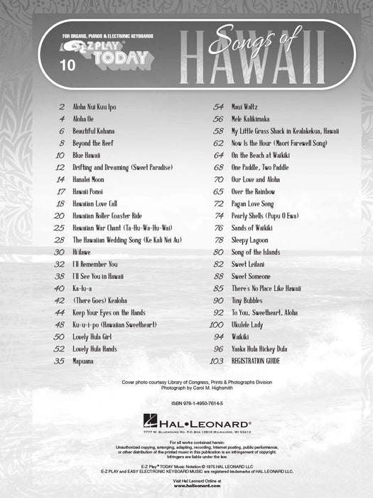 Songs of Hawaii E-Z Play Today #10 | 小雅音樂 Hsiaoya Music