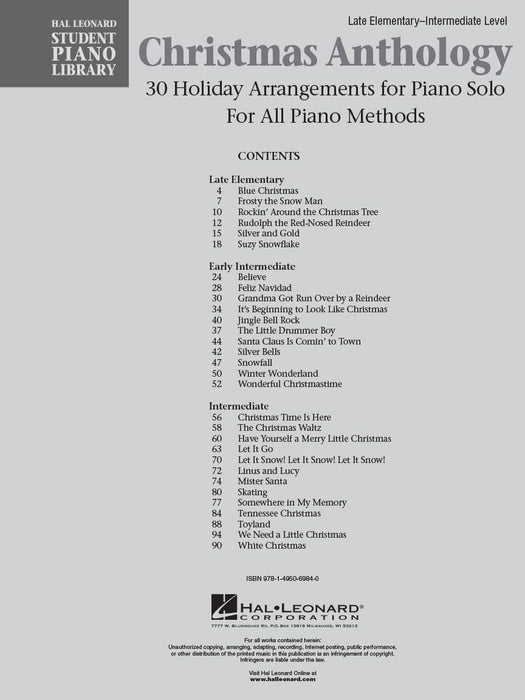 Christmas Anthology Late Elementary to Intermediate Level Piano Solos for All Piano Methods 鋼琴 獨奏 鋼琴 | 小雅音樂 Hsiaoya Music