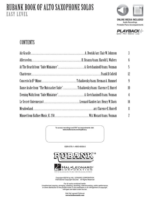 Rubank Book of Alto Saxophone Solos - Easy Level Book with Online Audio (stream or download) 中音薩氏管 | 小雅音樂 Hsiaoya Music